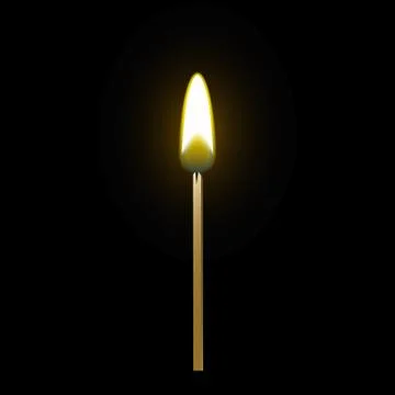 Burning match on a black background for design. Vector. Stock Illustration