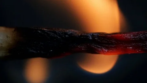 Burning Match On Black Background Macro Stock Footage 80822902