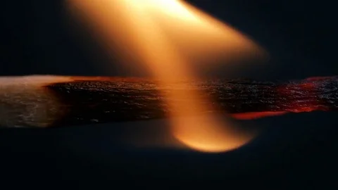 Burning Match On Black Background Macro Stock Footage 80822923