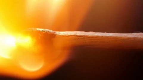 Burning Match On Black Background Macro Stock Footage 80822956
