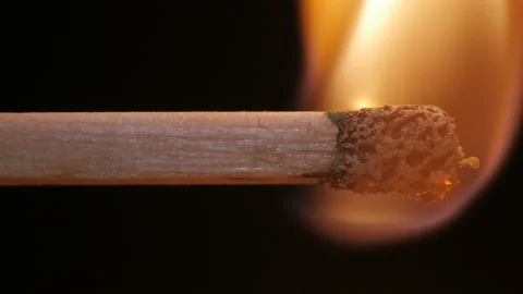 Burning match on black background in macro Stock Footage 106028632