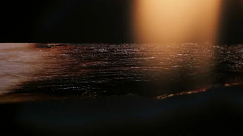 Burning match on black background in macro Stock Footage 106031314