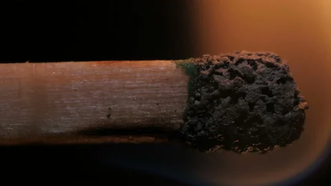 Burning match on black background in macro Stock Footage 106031855