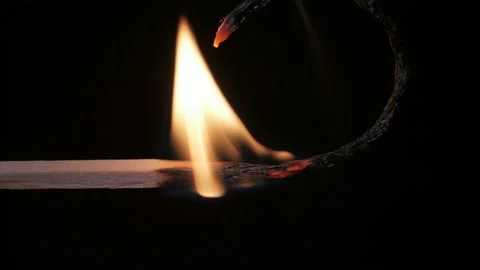 Burning match on black background in macro Stock Footage 106031864