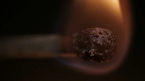 Burning match on black background in macro Stock Footage 106032073
