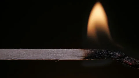 Burning match on black background in macro Stock Footage 106032885