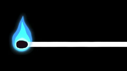 Burning match with blue fire on black background. Stock Footage 251855323