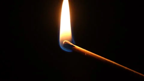 Burning match close up. Full HD slow motion video of burning match isolated on Stock Footage 167921822