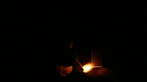 Burning match in the dark, flame Stock Footage 93686369