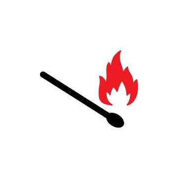 A burning match with fire flame flat color vector icon for apps and websites Stock Illustration