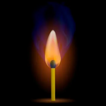 Burning Match with Fire Flame Illustrazione stock