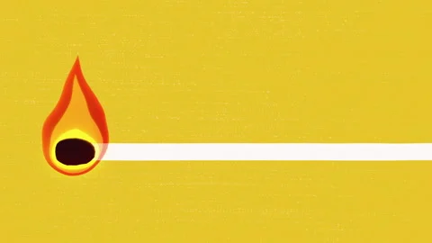 Burning match with fire on yellow background. 動画素材 251857165