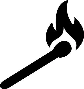 Burning match with flame graphic icon Stock Illustration