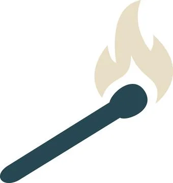 Burning match with flame icon design Stock Illustration