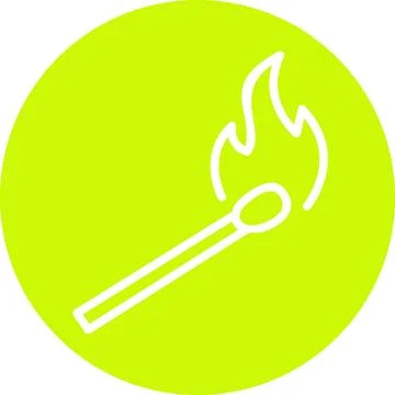 Burning match with flame round graphic icon illustration Stock Illustration