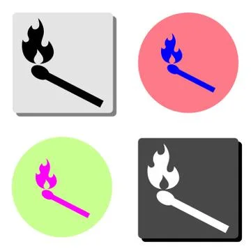 Burning match. flat vector icon Stock Illustration