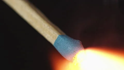 Burning Match Stock Footage 135645388