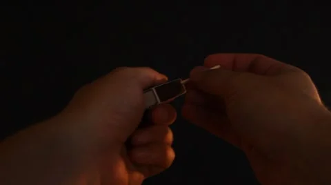 Burning match in hand Stock Footage 7751363