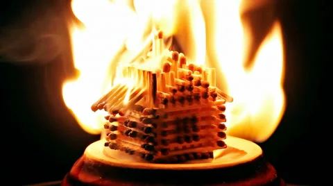 Burning match house Stock Footage 51318739