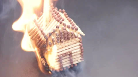 Burning match house Stock Footage 61389448