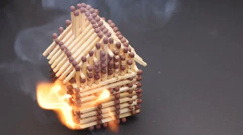 Burning match house slow motion 120fps Stock Footage 61385115