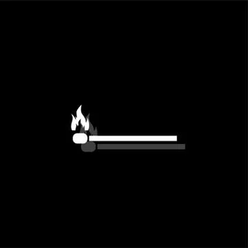 Burning match icon flat Stock Illustration