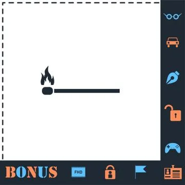Burning match icon flat Stock Illustration