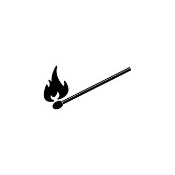 Burning match icon. vector illustration black on white background Stock Illustration