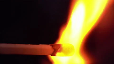 Burning match, igniting, flame in slow motion Stock Footage 209138940