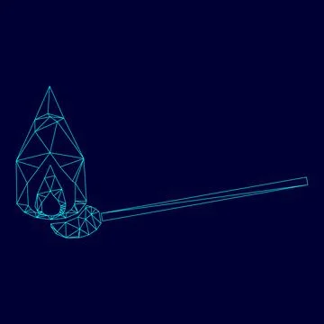 Burning match low poly triangulation triangulated polygonal electric cyan blu Ilustración de archivo