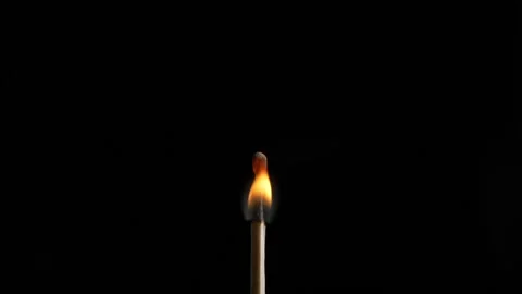 Burning match stick. Dark light studio. Closeup Match burning and combusting Video stock 150557114