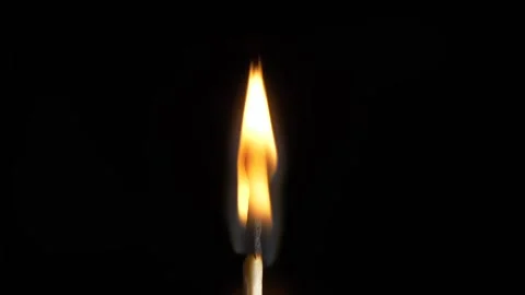 Burning match stick. Dark light studio. Closeup Match burning and combusting Video stock 150557128