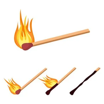 Burning match vector design illustration isolated on white background Stock Illustration