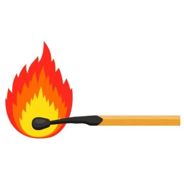Burning match on a white background Stock Illustration