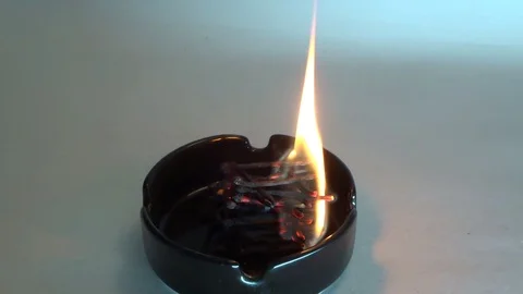 Burning matches in an ashtray Stock Footage 101243115