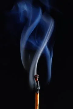 Burning Matches On Black Background Stock Photos