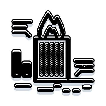 Burning matches box with ignition flames concept Stock Illustration