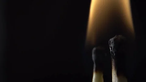 Burning matches close-up on black background Stock Footage 71755288