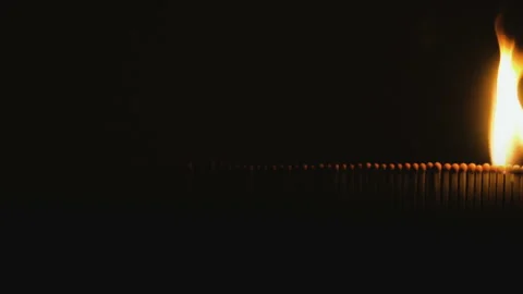 Burning matches in slowmotion on black background Stock Footage 86201076