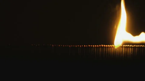 Burning matches in slowmotion on black background Stock Footage 86208003