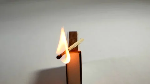 Burning matchstick close up Stock Footage 148101785