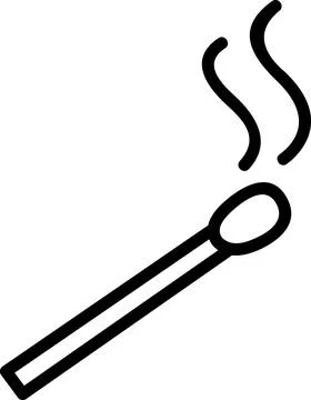 Burning matchstick fire flame line icon Stock Illustration