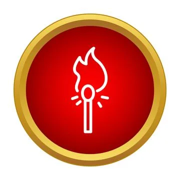 Burning matchstick icon representing ignition and light Illustrazione stock