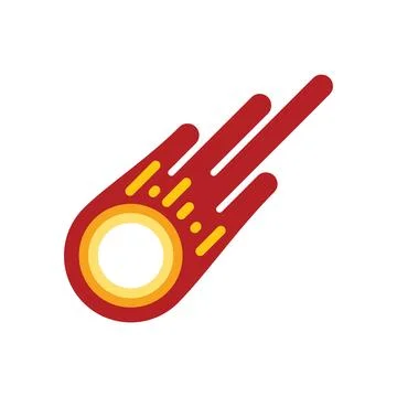 Burning meteor flying in space with red tail and orange core Stock Illustration