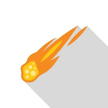 Burning meteor flying through space with long shadow Stock Illustration
