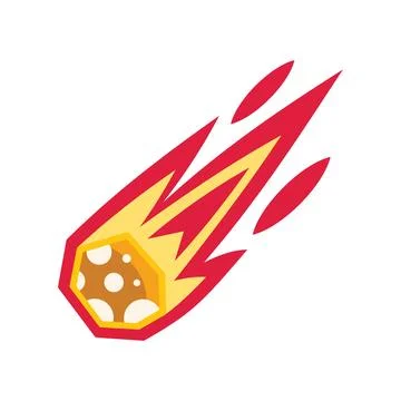 Burning meteor flying through space with fiery tail Stock Illustration