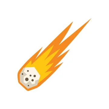 Burning meteorite flying through space with a tail of fire Stock Illustration