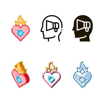 Burning mix heart icon vector outline Illustrazione stock