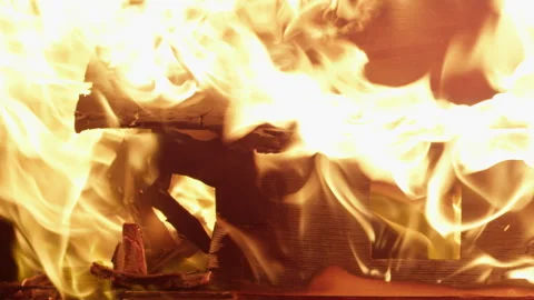Burning model of a house. Building engulfed by flames after a tragic accident Stock Footage 293069463