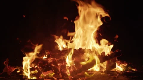 Burning model of a house. Building engulfed by flames Stock Footage 293069779